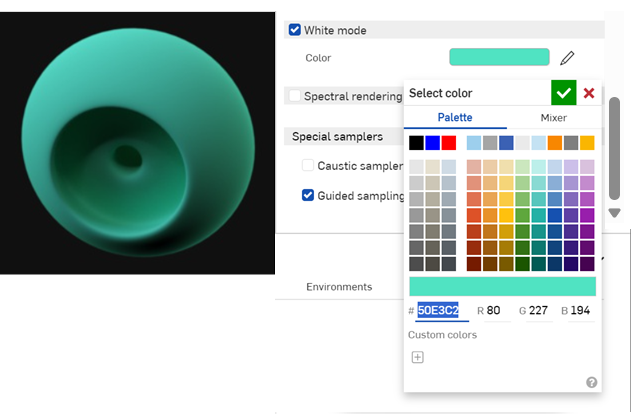 Modifica del colore della modalità Bianco