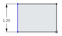 A rectangle has been sketched in the Part Studio. Two corners are highlighted yellow and are connected with an arrow and dimension value.