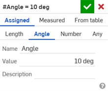 Creazione di una variabile Angle