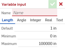 Default Variable input table dialog
