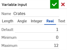 Variable input table dialog