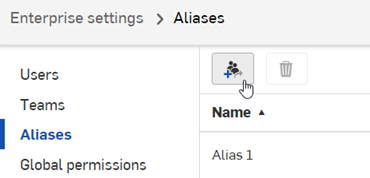 Clicking the Create alias button