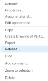 Release highlighted in right-click menu