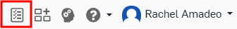Action items icon outlined in red in the Onshape menu toolbar