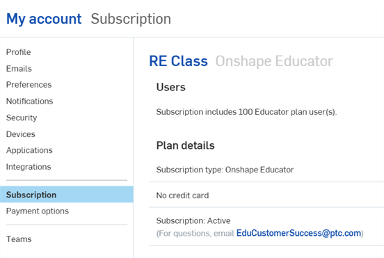 Educator subscription page
