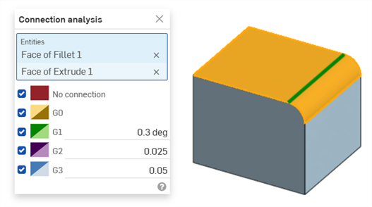 Connection analysis example: 2 faces
