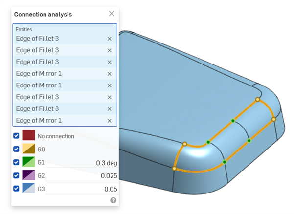 Connection analysis example: Multiple curves