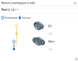 Example of selecting a workspace to edit