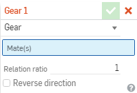 Gear relation dialog