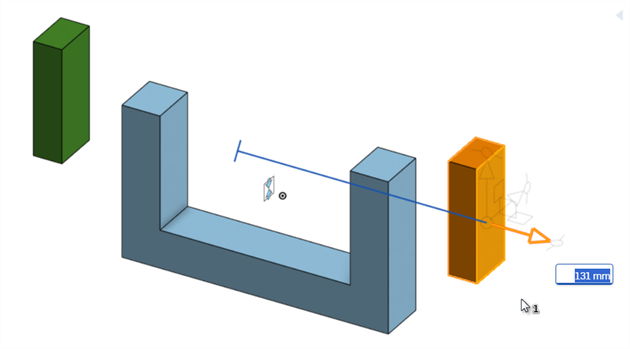 2 つのパーツを対称に保つ幅合致の例