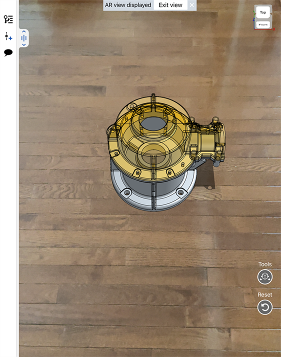 AR view of a model after it is placed