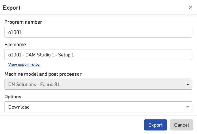 CAM Studio export dialog