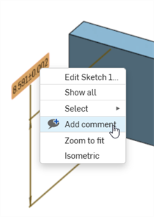 Adding a comment to a tolerant sketch dimension
