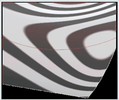 Example of curvature visualization continuous across the edge