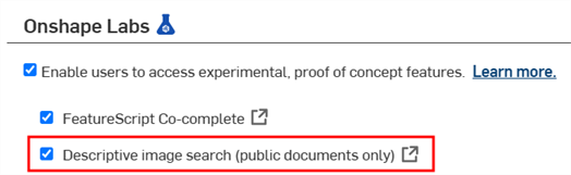 Descriptive image search checkbox