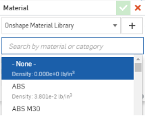 Searching in the material dialog