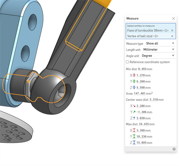 Measurements with the default origin