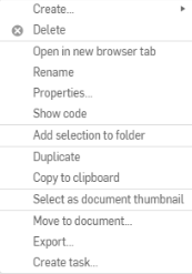 Context menu of a tab listed in the Tab manager