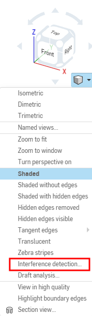 Interference detection in the view tools menu