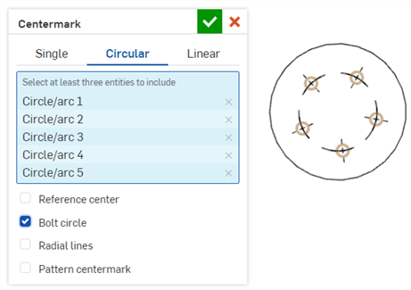 circular centermark with bolt circle
