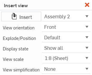 Insert view dialog from an Assembly