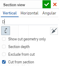 Selecting Cut from section in the Section view dialog