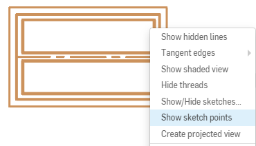 Right-clicking and selecting Show sketch points from the context menu