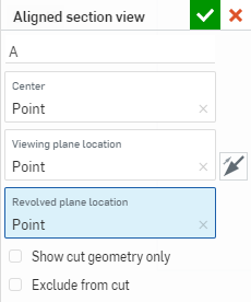 Aligned section view dialog