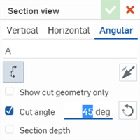 Entering the angle in the Section view dialog