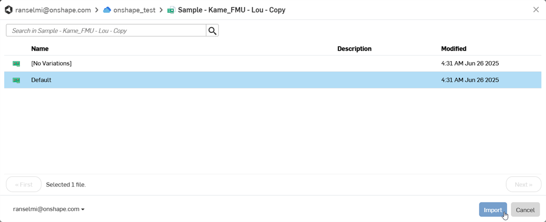 Altium 365 integration dialog: selecting a board