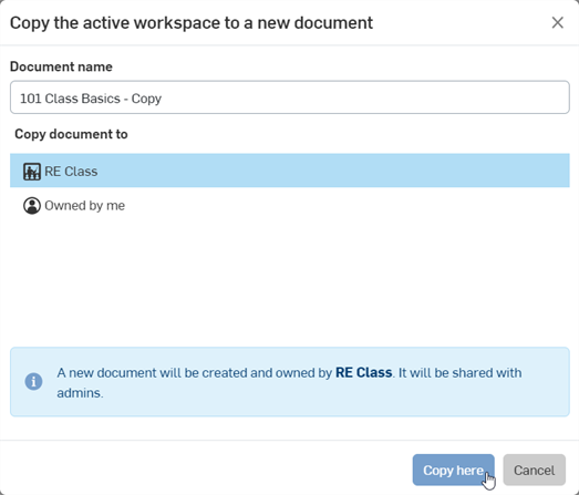 Copy workspace example