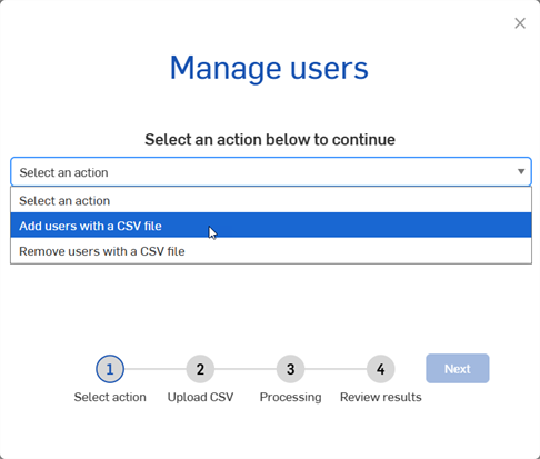 Manage users dialog