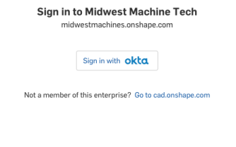 Example of the Onshape sign in page with the Sign in with Okta button