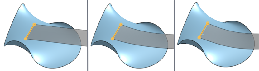 Boundary conditions: None, Match tangent, and Match curvature