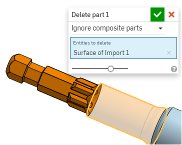 Selecting Ignore composite parts