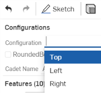 in Feature list, under Configurations, use down arrow to select from the menu