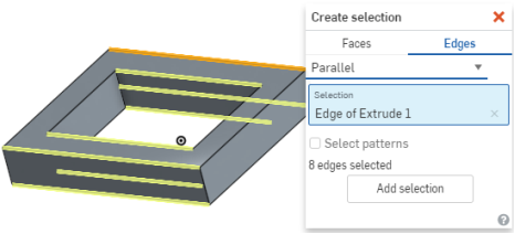 Example of selection of edges via Parallel Feature