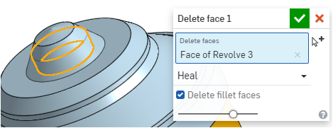 Example of selecting a face to remove from the Delete face dialog
