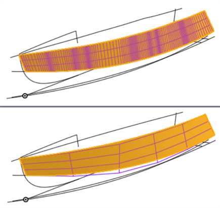 DIfference in a boundary surface using the bad curve and after Edit curve