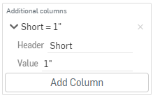 Example entering the column header name of the additional profile, and the value