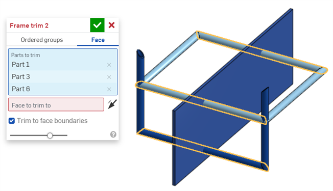 Selecting parts to trim