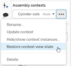Restore context view state menu option