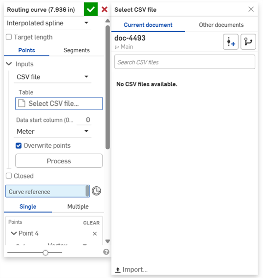 インポートした CSV ファイルを選択