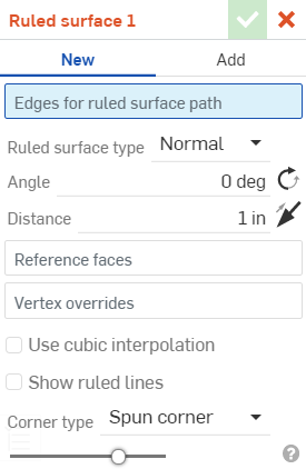 Ruled surface dialog