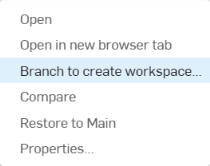 Branch to create workspace...highlighted in right-click menu