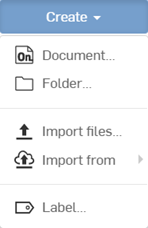 Example of Create drop down with Document highlighted