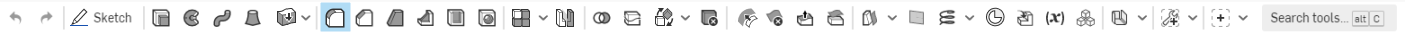 Feature toolbar with Fillet feature icon highlighted