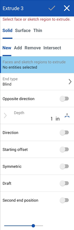 Extrude dialog on Android
