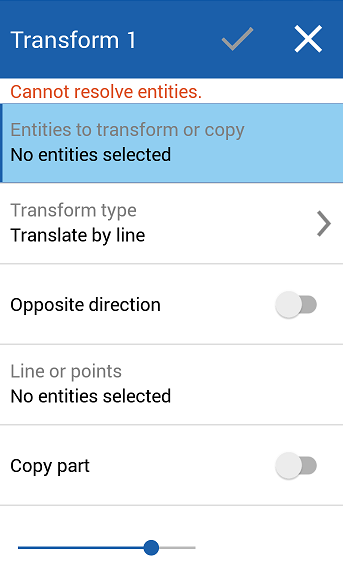 Transform dialog