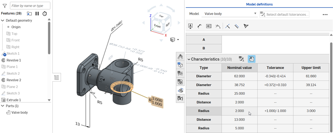 Hovering over the Nominal value cell to show cross-highlighting
